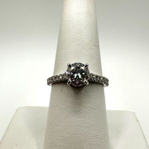NWOT 1ct Lab diamond with .48ctw accent diamond engagement ring in 18kt WG!